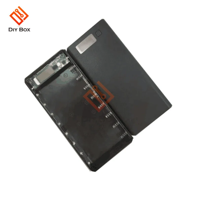 DIY 8x18650 портативная коробка для аккумуляторов, зарядное устройство, пластиковый корпус, чехол, Безшовный ЖК-дисплей, USB внешний аккумулятор, коробка без аккумулятора - Цвет: Черный