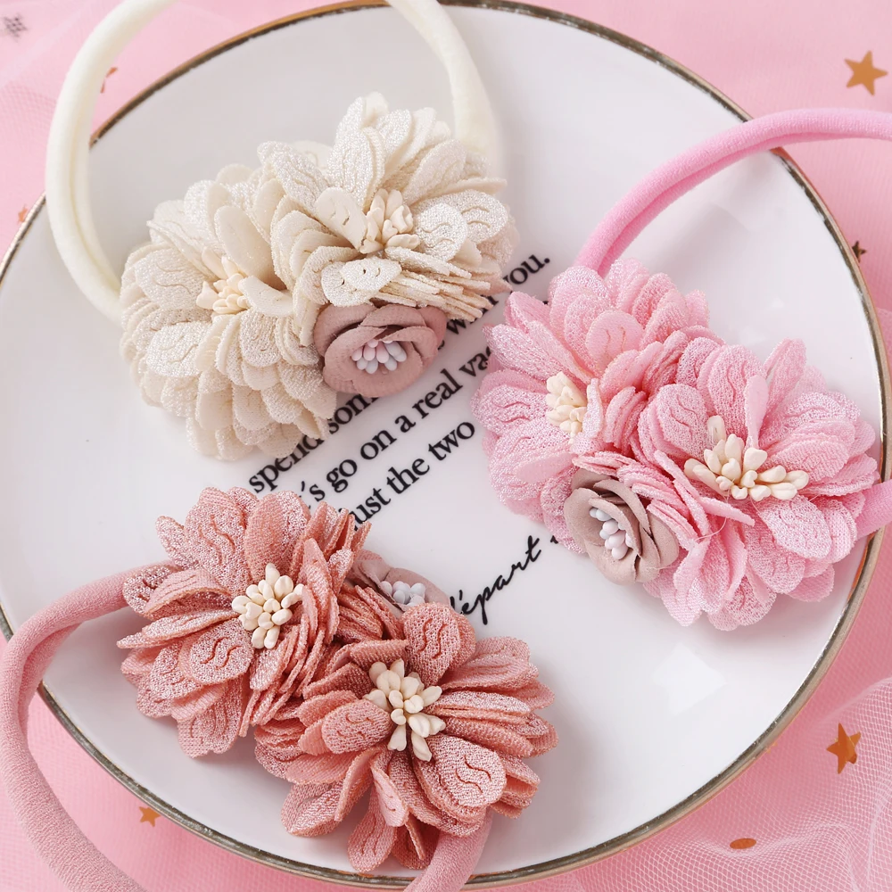 

Baby Girl Hair Accessories Headband Simulation Stitching Flower Seamless No trace Hair Band Elastic Headdress Little Princess