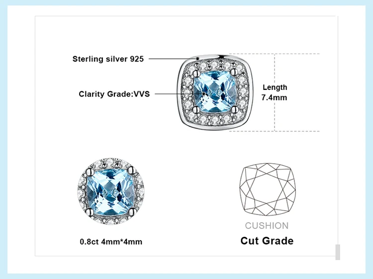 JewelryPalace гвоздики женские украшения, серьги 925 пробы серебро 0.8ct подлинный синий топаз фианит огранки «маркиза» Изысканные Мода подарок