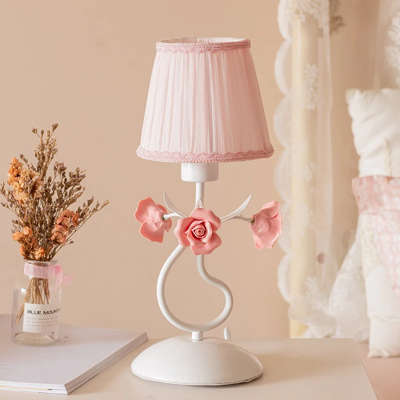 Vintage Rose Flower Led Lamp Princess Room European Style Pastoral Girl Heart Powder Desk Lamp Bedroom Bedside Decorative Lamp Led Table Lamps Aliexpress