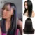 4X4 швейцарские кружевные парики, закрытие человеческих волос парики 3 части парик для черно-белых женщин с натуральным волосами прямые волосы Remy - изображение