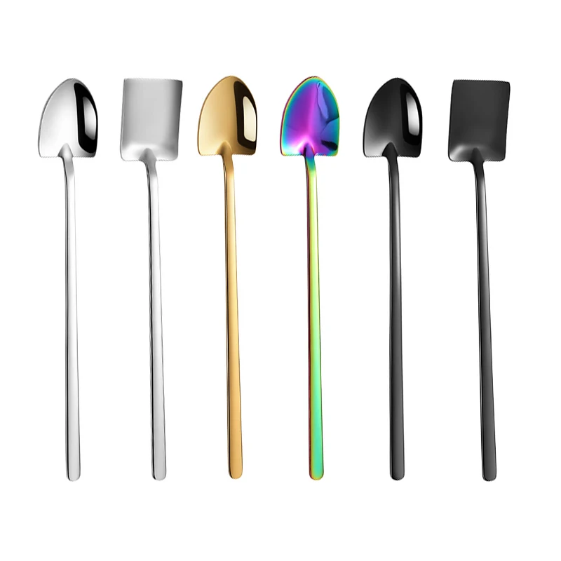 

Iron Shovel Spoon Long Handle 304 Stainless Steel Ice Sugar Tea Coffee Spoon Stir Bar Dessert Scoop Kitchen Gadget Honey Dipper