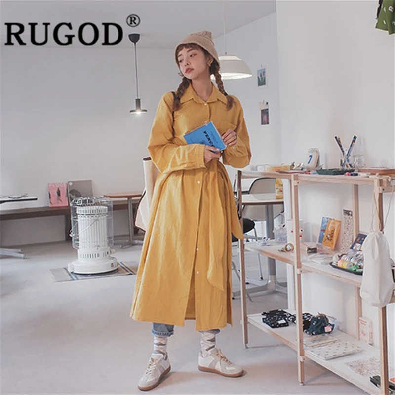 RUGOD женское Полосатое длинное платье с отложным воротником Тонкая Свободная