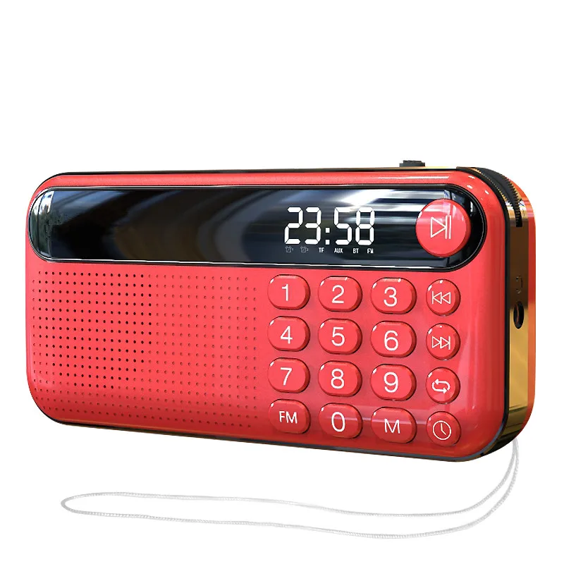 Портативный fm-радио наружный динамик для дома TF карта u-диск музыкальный плеер мини mp3 часы Выход для наушников 18650 аккумуляторная батарея