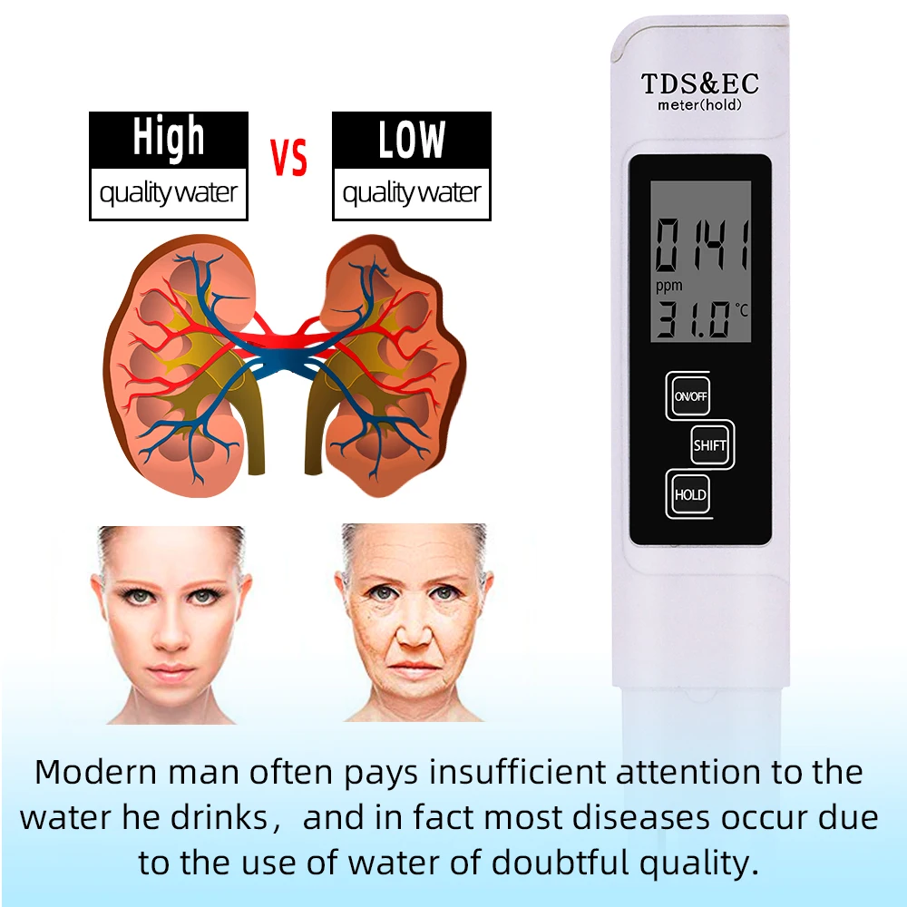 2 шт. цифровой 0,0-14,0 рН-метр тестер 0-9990ppm Цифровой TDS EC lcd Чистота воды PPM аквариумный фильтр скидка 20