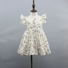 Платья с цветочным рисунком для девочек; Новинка г.; летняя детская одежда с короткими рукавами; милое платье принцессы для девочек; детская одежда