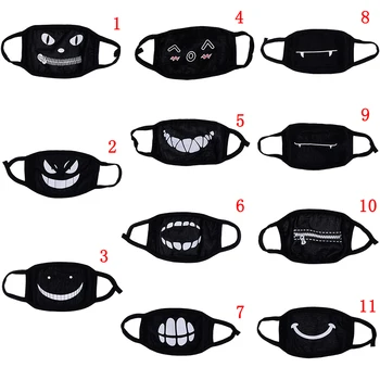 

11style Black Anti-Dust Cotton Cute Bear Anime Cartoon Mouth Mask Kpop Teeth Mouth Muffle Face Mouth Masks Women Men