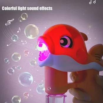 

HL196 2 Kids Toy Square Electric Automatic Soap Bubble Blowing Machine Home Birthday Gifts Party Wedding Cute Dolphin Music Play