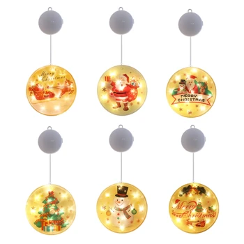 

Christmas Window Sucker LED Lamp Halloween Flexible Hanging Snowflake Deer Bell