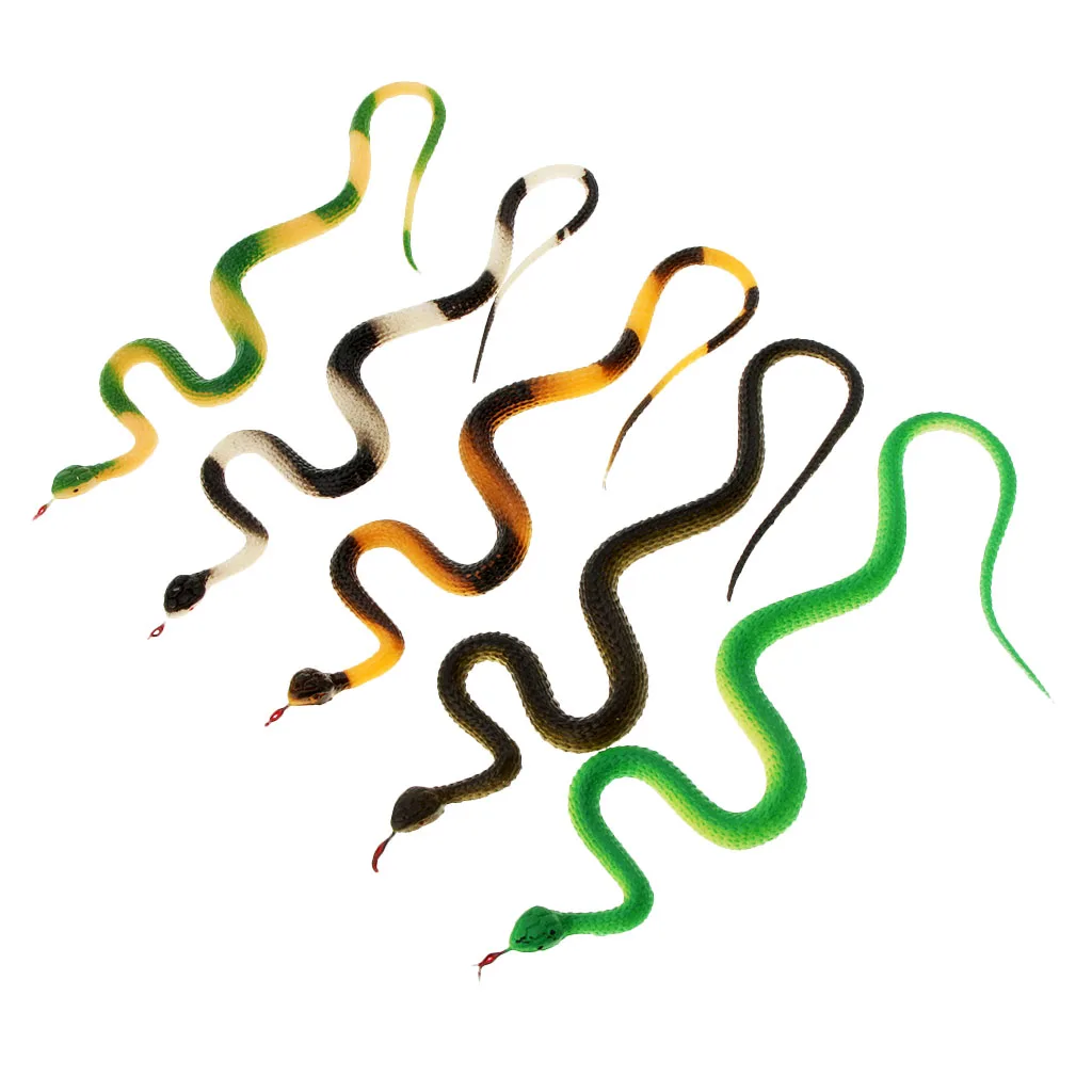 5pcs Realistic Rubber Snake Toy Mischief Prop Gag Prank Joke Halloween Trick