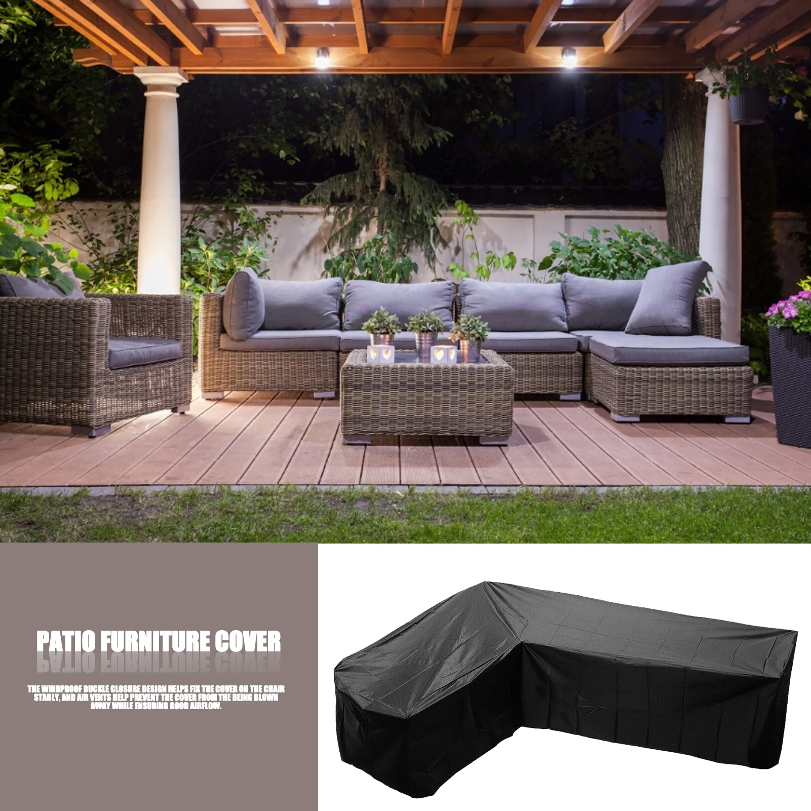 Waterproof Garden Rattan Corner Furniture Cover Outdoor Sofa Protective L
