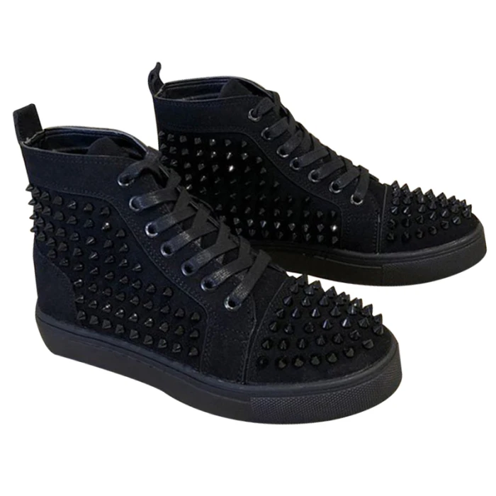 Solid Studded Eyelet Sneaker Lace-up Casual Flat Martin Boots for Women FK88