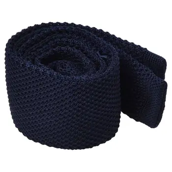 

Men's Fashion Solid Tie Knit Knitted Tie Pure Color Necktie Narrow Slim Woven Navy blue