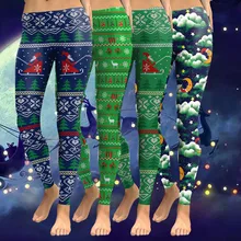 Бесшовные Леггинсы для йоги с высокой талией штаны для йоги рождественские Женские повседневные штаны с принтом брюки с высокой талией модные леггинсы# g4