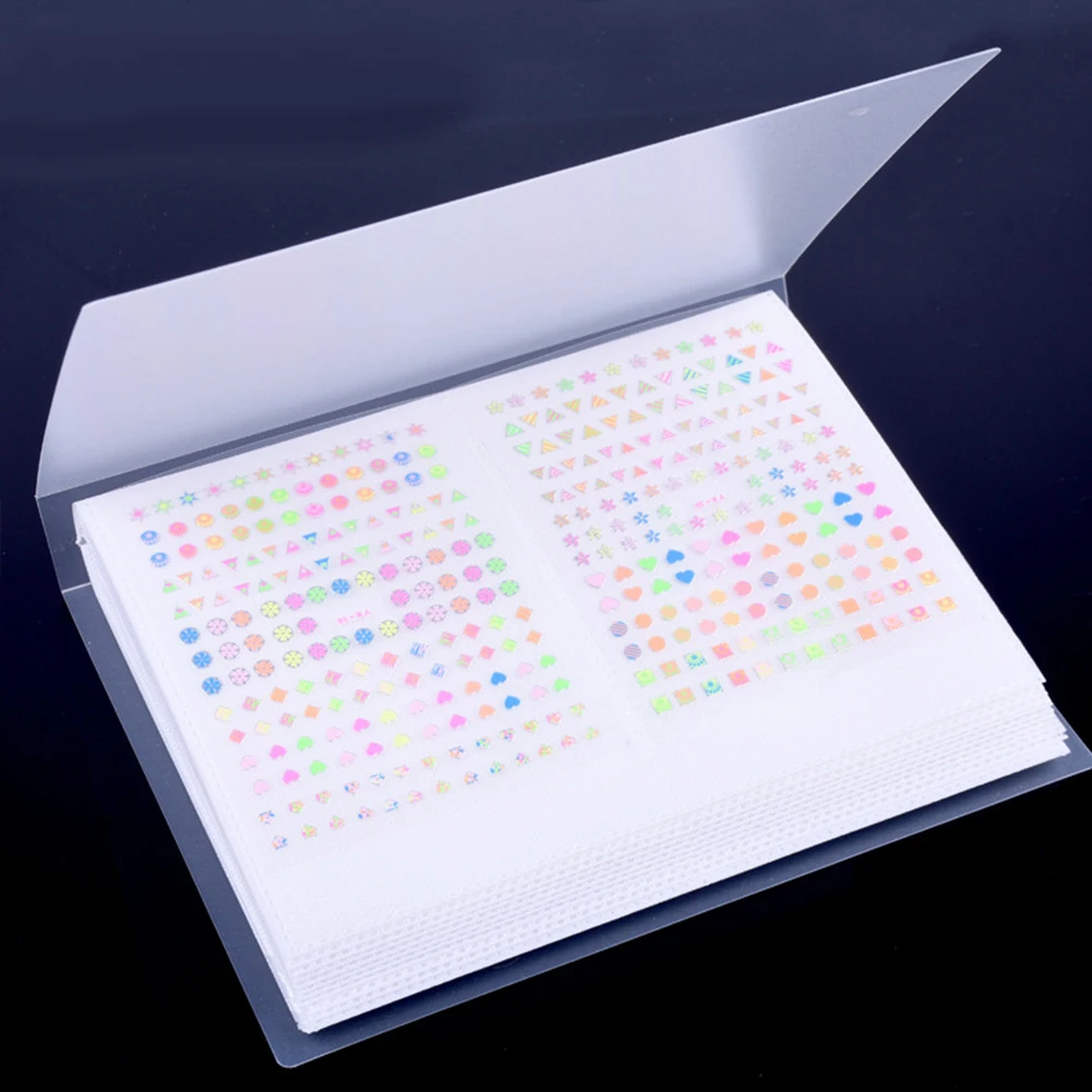 Горячая 20 страниц прозрачный/полупрозрачный 3D наклейки для ногтей альбом водонепроницаемый искусство цветок Маникюр Наклейка показ книга для хранения