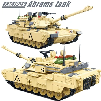 

Military Abrams Main Battle Tank Model Building Blocks WW2 Army Soldier Figures Bicks Toys for Boys