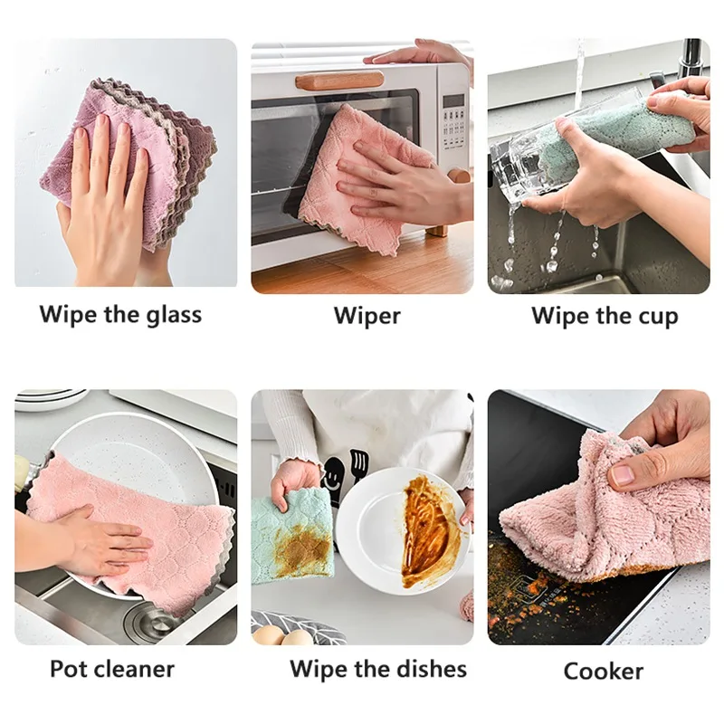8pcs Home microfiber towels for kitchen Absorbent thicker cloth for cleaning Micro fiber wipe table kitchen towel dish tableware