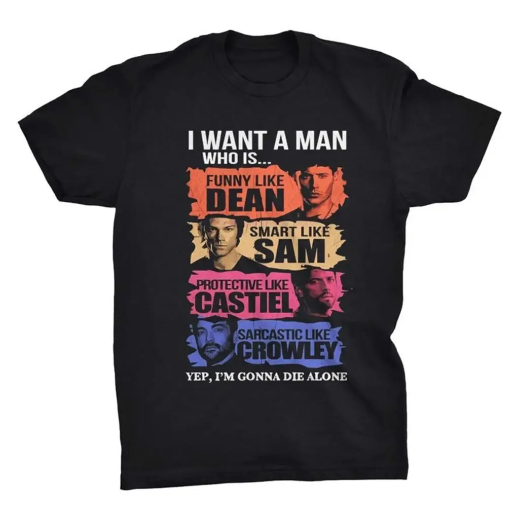 

Supernatural Man Dean Sam Castiel Crowley Cotton Men Women T-shirt