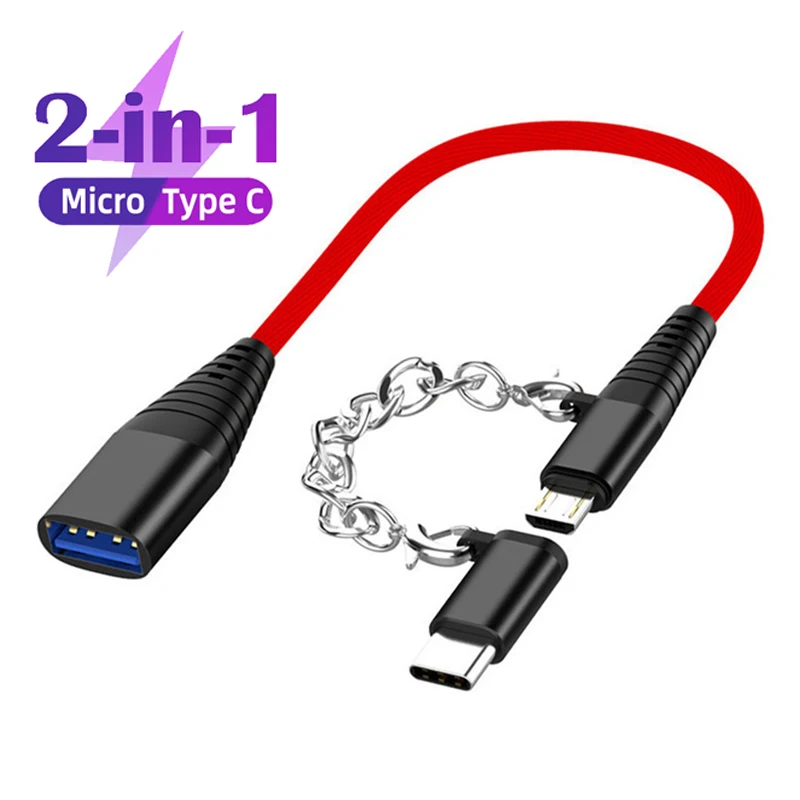 2 в 1 USB C Micro кабель мобильный телефон OTG зарядный адаптер для Samsung S9 Huawei P30 0