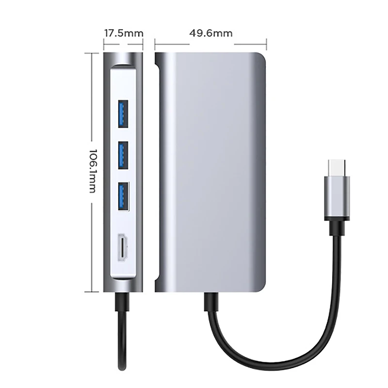 8 в 1 usb хаб для передачи данных типа C с портовым 3 USB 0 + 4K HDMI Micro SD Type PD RJ45 гигабитный