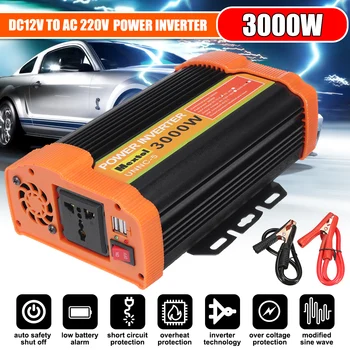 

Dual USB Max 6000 Watts Solar Power Inverter DC 12 V to AC 220 Volt Car Adapter Charge Converter Modified Sine Wave Transformer
