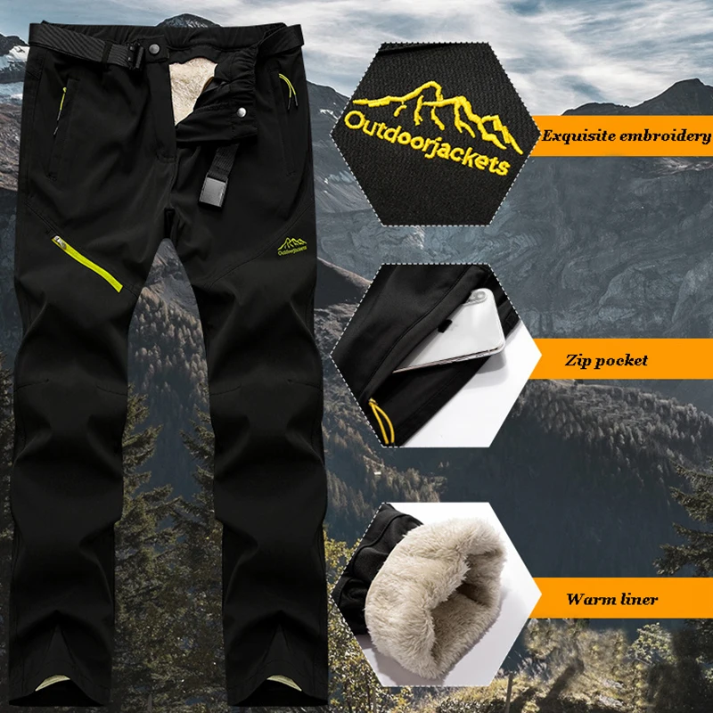 Skiing pants New Ski Pants Men And Women Outdoor Windproof Waterproof Warm 2 in 1 Snow Trousers Winter Ski Snowboard Pants-40 Degrees