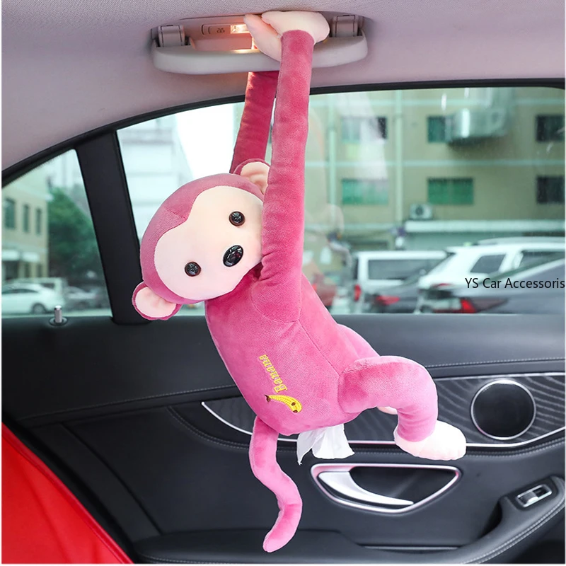 

Cute Monkey Car Hanging Tissue Paper Holder Cover for Car Back Seat Headrest Armrest Sun Visor Car Accessories for Boy Girls
