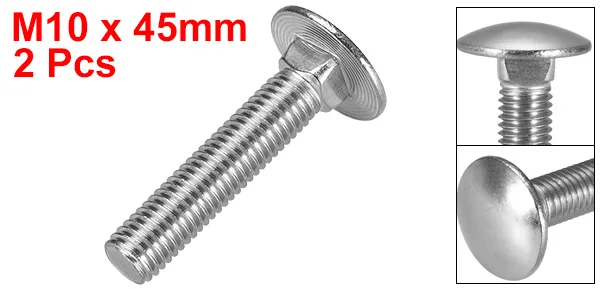 M10 x 45mm Uxcell 2 шт каретные болты Болт с квадратным подголовком круглая голова квадратная Шея 304 нержавеющая сталь M10x40/M10x45/M12x45/M12x30mm для дома - Цвет: M10 x 45mm
