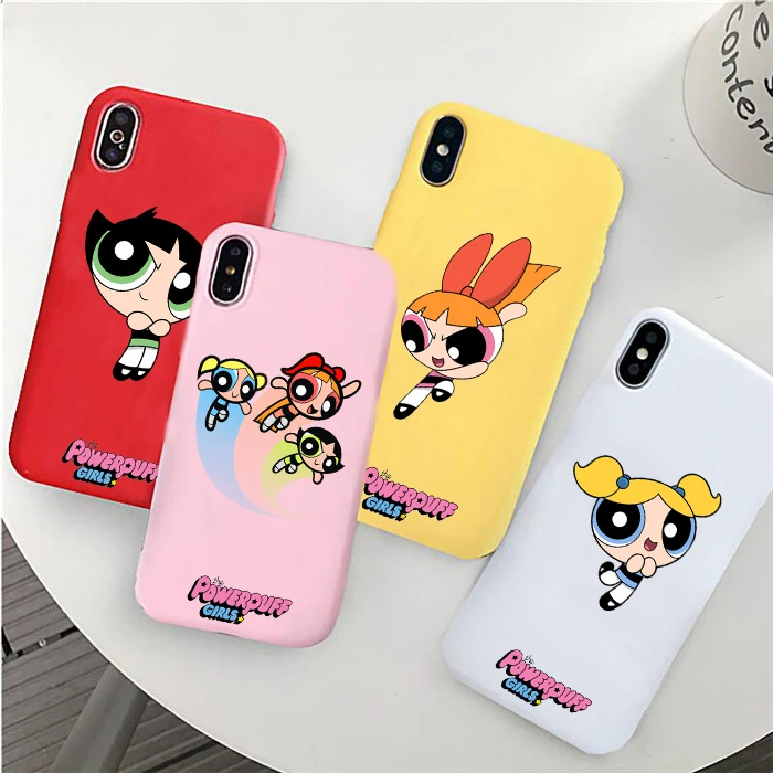 Милый Powerpuff телефон для девочек чехол для iPhone 7 X XS MAX XR 8 6 6s Plus 11Buttercup Bubbles карамельный цвет мягкая задняя крышка