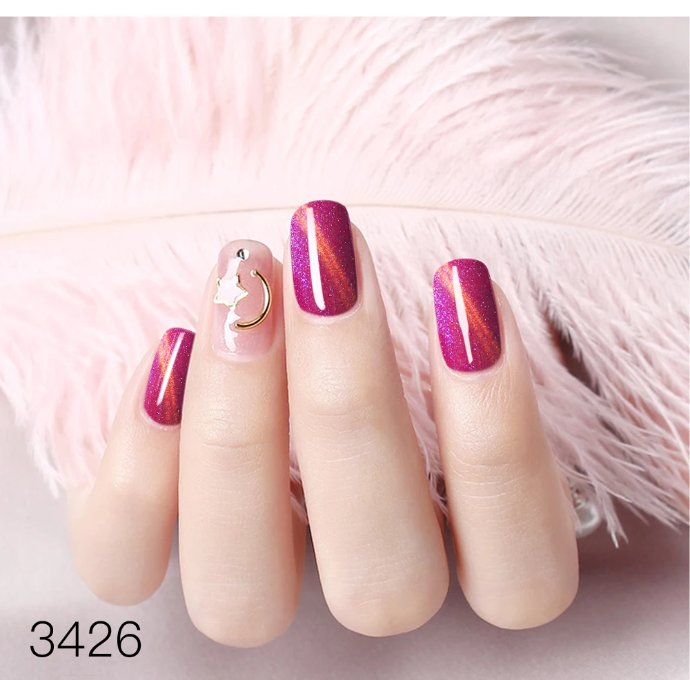 Lote Camaleão Magneto Gel Faça Você Mesmo Arte Magnética 15ml 3d Gato Olhos Colorido Brilho Phantom Unhas Polonês 1 Base 1top Cor 3 Pçs 4 brilho phantom unhas polonês (1 base 1top 1 cor)