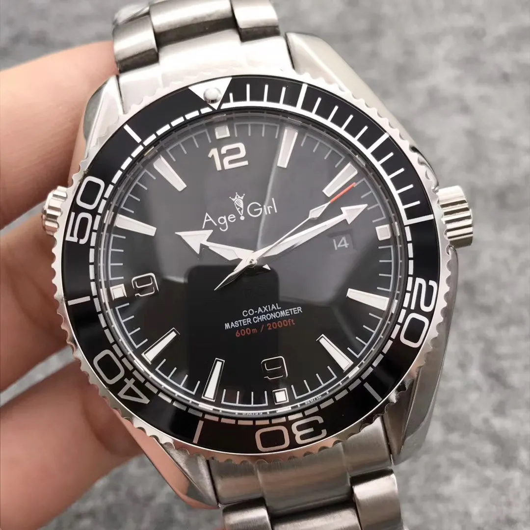 Роскошные брендовые Новые Мужские автоматические механические часы синий черный серый белый керамический ободок из нержавеющей стали James Bond 007 сапфир AAA