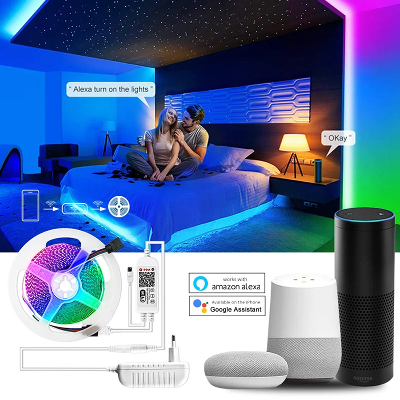 EeeToo WI-FI умный светильник RGB светодиодный ночной Светильник Диодная лента светодиодный RGB Гибкая полоса лампа ИК WI-FI контроллер DC12V ночной Светильник