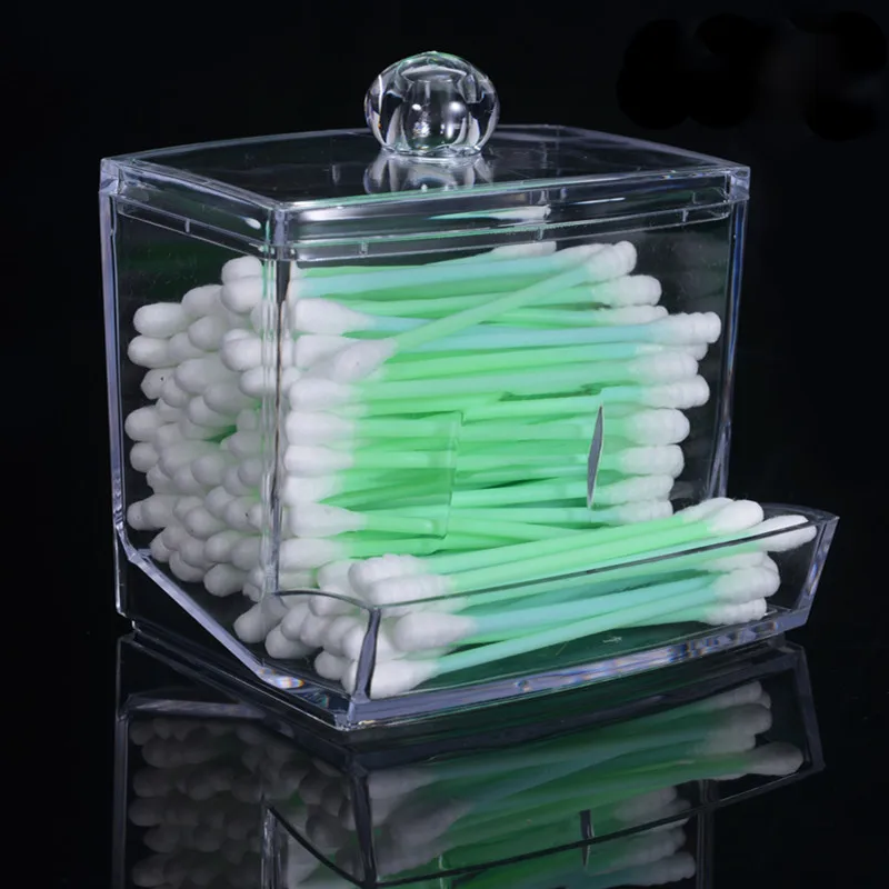 

New Style Acrylic Cotton Swab Storage Box Cotton Ball Crystal Storage Box Home Plastic Box Bathroom Storage