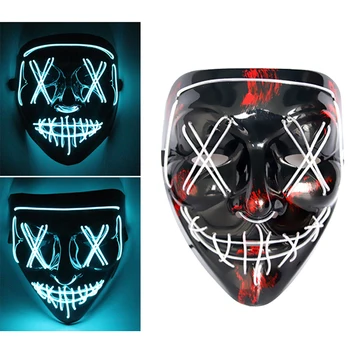 

Halloween LED Mask Light Up Masks Horror MaskaElection Party Mask Glow In Dark Neon Mask Purge Masks
