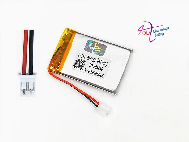 JST PH2.0 2pin 3 7 V 1000mAh 503450 литий полимерная LiPo аккумуляторная батарея для Mp3 DVD PAD Смарт