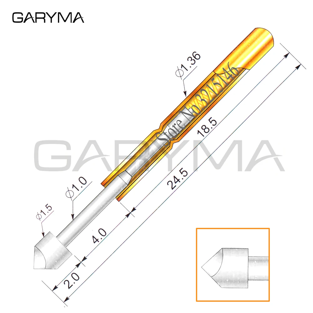 100Pcs P160-T2 Dia 1.5mm Spring Test Probes Pogo Pin Length 24.5mm Stroke Spring Froce:140g Tool | Инструменты