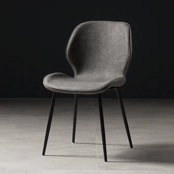 

Nordic Table Simple Stool Domestic Chair Back Modern Iron Dining Industrial Leather