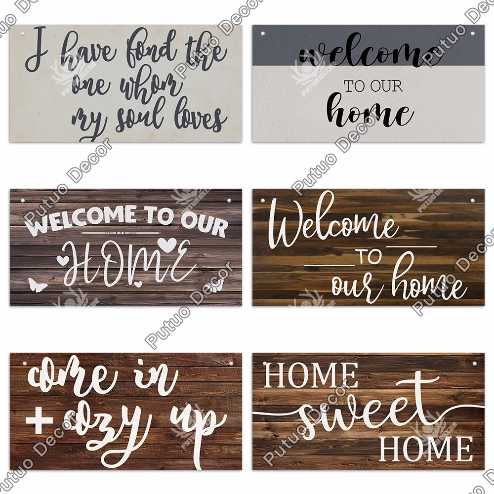 Putuo Decor Home Wooden Signs Family Wood Pendant Decorative Plaque for Friendship Home Sweet Home Room Sign Wall Decoration