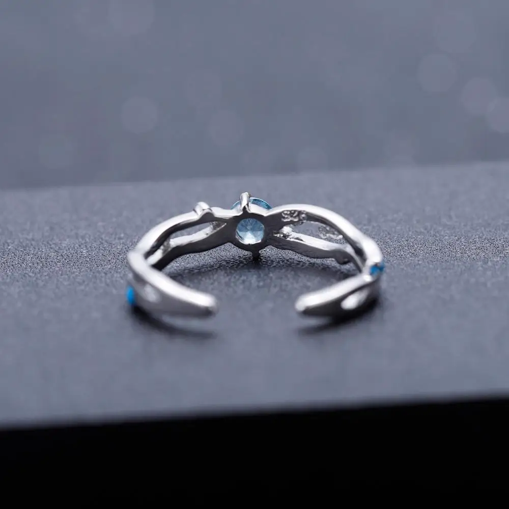 GEM'S балетные костюмы с вырезами, натуральный Лондон, голубой топаз, пара колец, 925 пробы, серебро, ручная работа, эмаль, открытая, регулируемая, для женщин, хорошее ювелирное изделие