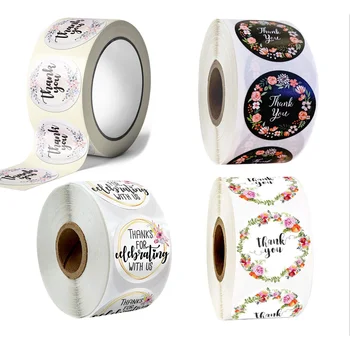 

500 Pcs Round Floral Thank You Stickers for Wedding Favors and Party Handmade Stickers Envelope Seal Stationery gift Sticker