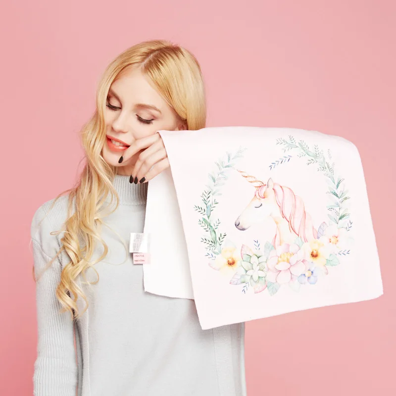 

Simanfei Face Towel Unicorn Girl Pink Printed Original Design Microfiber Home Towel Water Absorption Children Men Women Towel