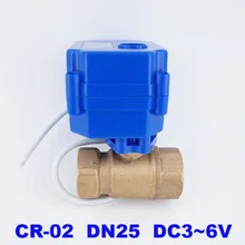 1 дюйм BSP DN25 с диагональю экрана 3-6 В постоянного тока латунный моторизованный шаровой клапан, 2 way Электрический мини шаровой клапан CR-02 проводов воды автоматический клапан