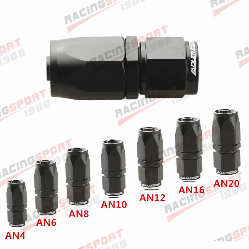 4AN 6AN 8AN 10AN 12AN 16AN 20AN Aluminum Straight Swivel Oil Hose End Fitting Black oil line fitting adapter