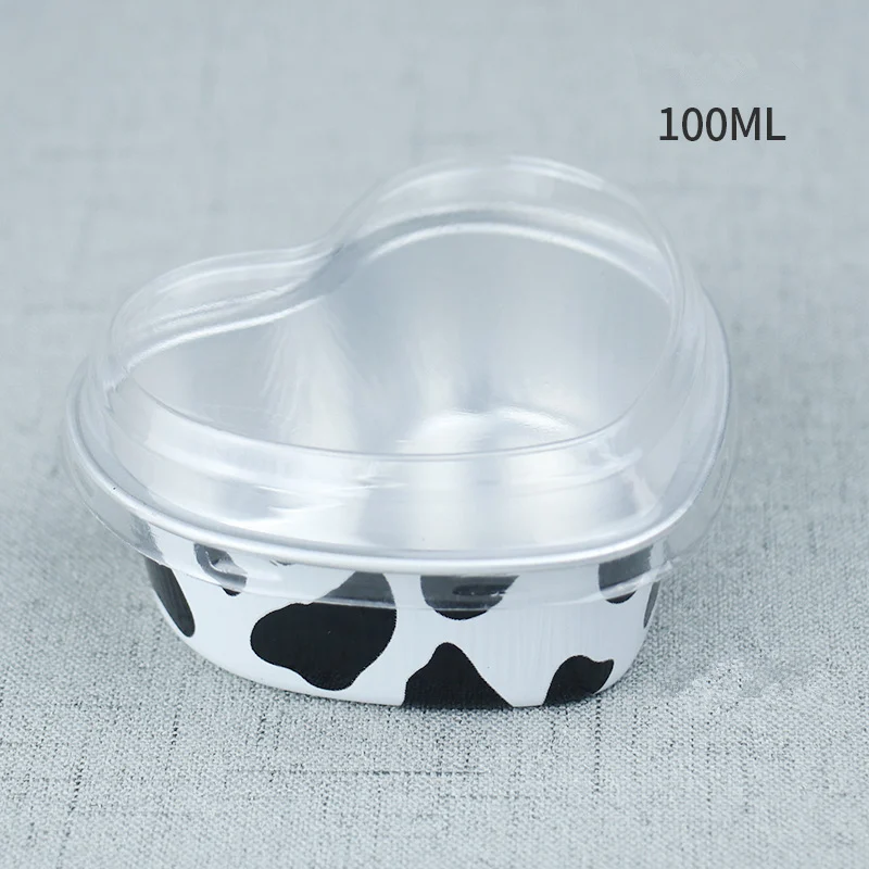 100 штук в форме сердца одноразовый алюминий пудинг чашки с крышками 100 мл алюминиевая фольга торт форма для выпечки