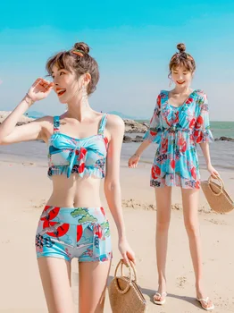 

Swimwear Bathing Suit Women's Three-piece Set Fairy Style Split Type Belly Covering Slimming-South Korea Students Hot Springs