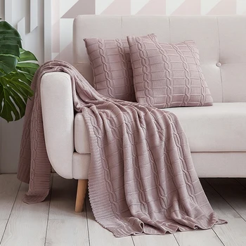 

COZY-plaid 130x180 150x200 and 2 pillow Delicatex set пыльно-pink