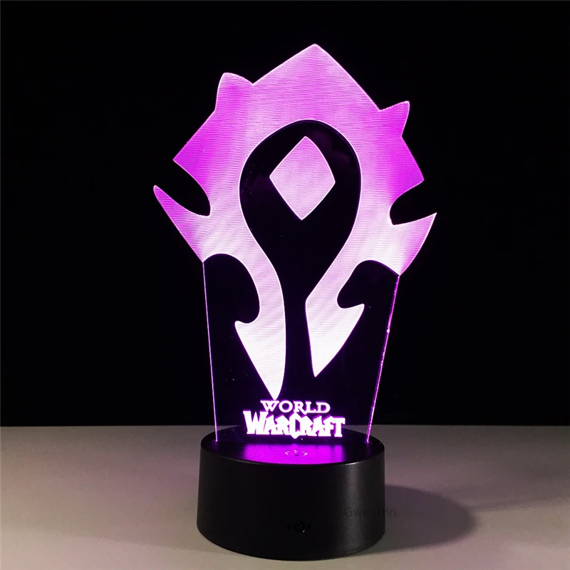 3D иллюзия WOW World of Warcraft племенные знаки светодиодный USB Ночной светильник 7 цветов