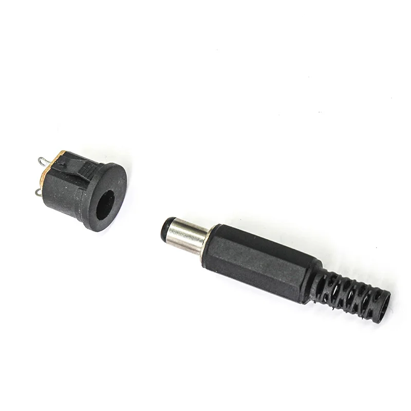 10PCS (5Pairs)DC022K 12V 3A 5.5 x 2.1mm Plastic Male Plugs DC Power Socket Female Jack Screw Nut Panel Mount Connector 5.5*2.1MM