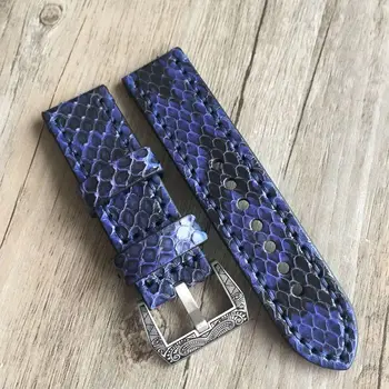

Blue Python Skin 20/22MM Retro Leather Watch Strap Suitable Diving Watch Men's watch bracelet