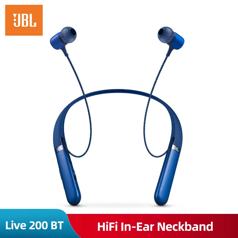 JBL Live 200 BT Беспроводные Bluetooth спортивные HiFi наушники-вкладыши с шейным ремешком с трехкнопочным пультом дистанционного управления с микрофоном